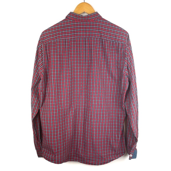 H&M Mens Red Checkered Button Up Shirt Size L - Picture 3 of 13